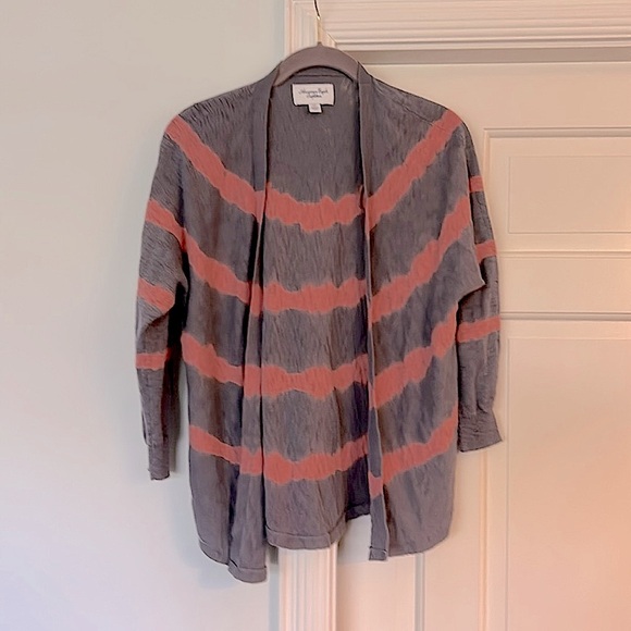American Eagle Cardigan Size Small  Orange Gray Women's Lightweight Knit Sweater - Picture 1 of 10